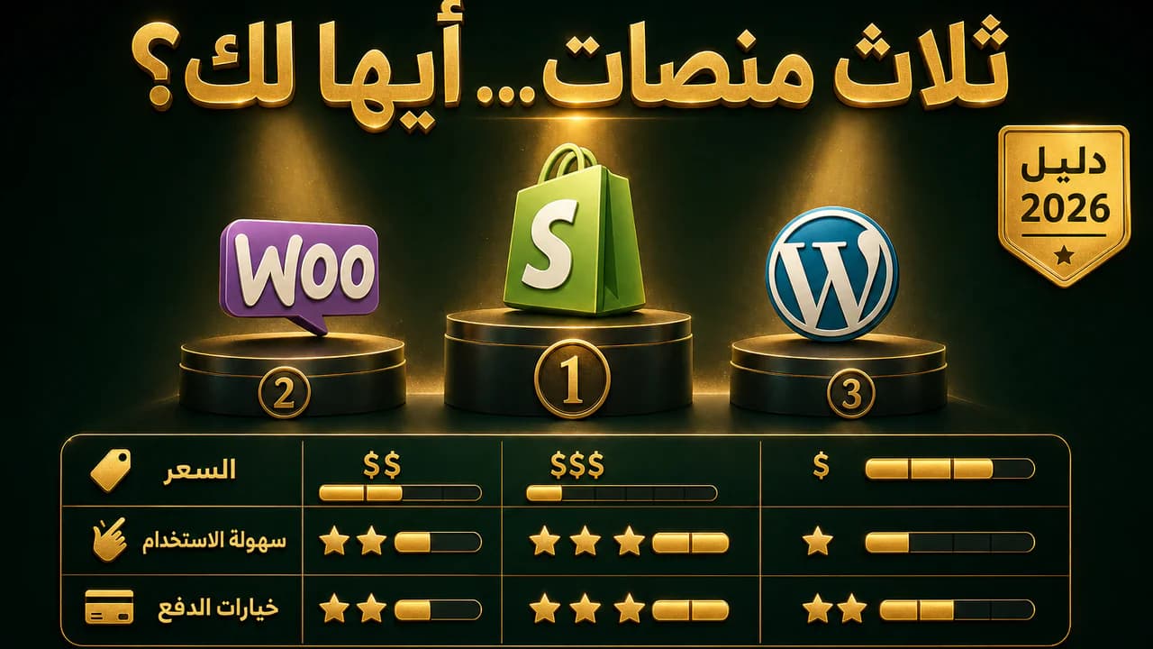 شوبيفاي أم سلة أم يوكان؟ المقارنة الكاملة 2026 (الأفضل لك)